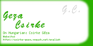 geza csirke business card
